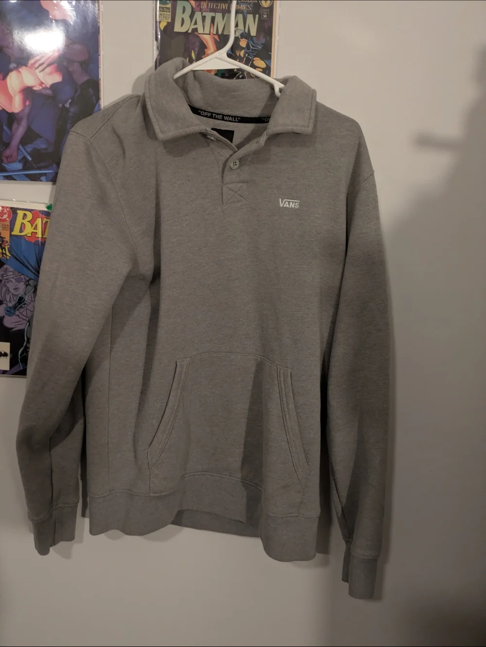 Vans Grey Polo-Style Pullover Hoodie